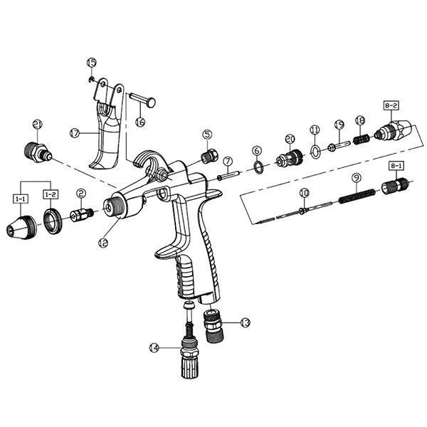 ручной пневматический мини-краскораспылитель onetech nt-400r, бачок 150мл, голова 06r, сопло 0,6мм