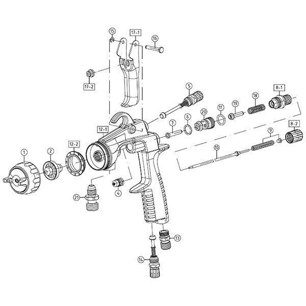 краскопульт ручной onetech nt-200, нижняя подача, голова lv2, сопло 1,4мм, без бачка