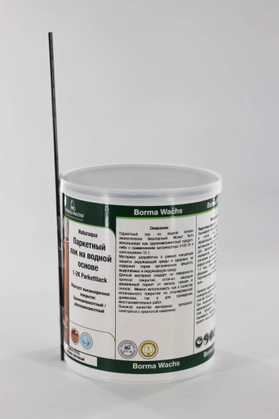 лак для паркета borma 1-2k naturaqua parkettlack цвет прозрачный, 5% блеска 1 л в комплекте