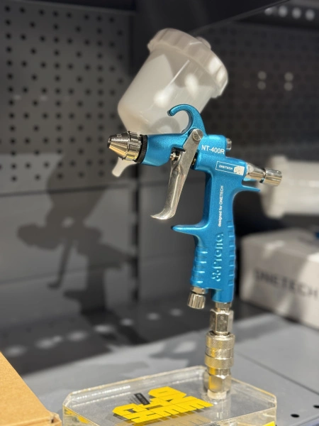 ручной пневматический мини-краскораспылитель onetech nt-400r, бачок 150мл, голова 08r, сопло 0,8мм