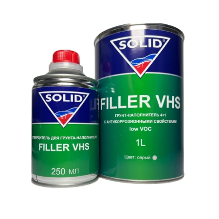 грунт акриловый solid cpg-02.003.1000.att filler vhs low voc 4:1 серый 1л с отвердителем