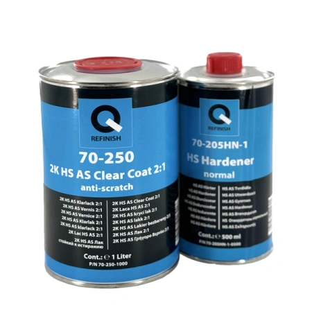 лак акриловый 2к q-refinish 70-250 hs as с отвердителем 1л прозрачный