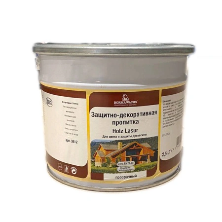 пропитка защитно-декоративная borma holz lazur цвет прозрачный 2,5 л