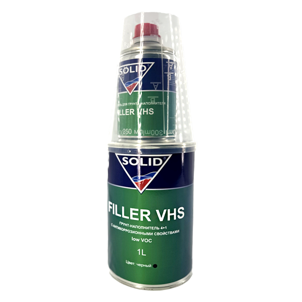 грунт акриловый solid filler vhs low voc 4:1 черный с отвердителем по 1,25л