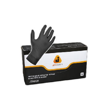 перчатки нитриловые одноразовые jetapro размер m, черный, 100шт/упак