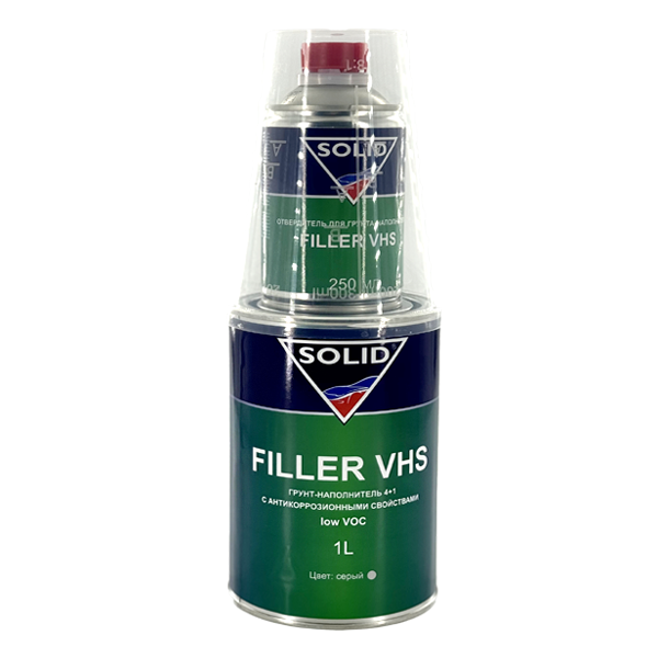 грунт акриловый solid filler vhs low voc 4:1 серый с отвердителем по 1,25л