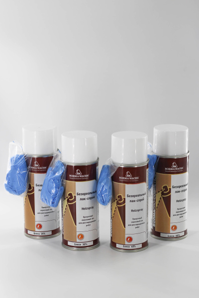 лак-спрей акриловый безореольный borma holzspray acrilic цвет прозрачный блеск 20% 400 мл комплект