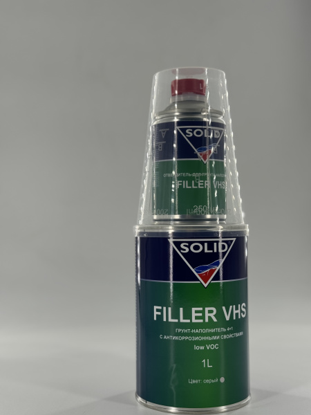 грунт акриловый solid filler vhs low voc 4:1 серый с отвердителем по 1,25л