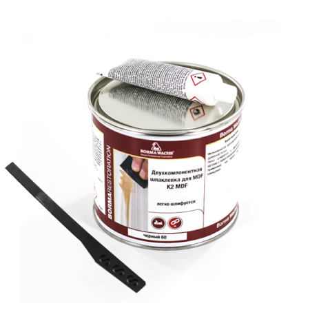 шпаклевка 2k borma hozmasse k2 mdf 1960ne-6t цвет 60 черный 750 мл комплект