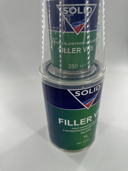 грунт акриловый solid filler vhs low voc 4:1 черный с отвердителем по 1,25л