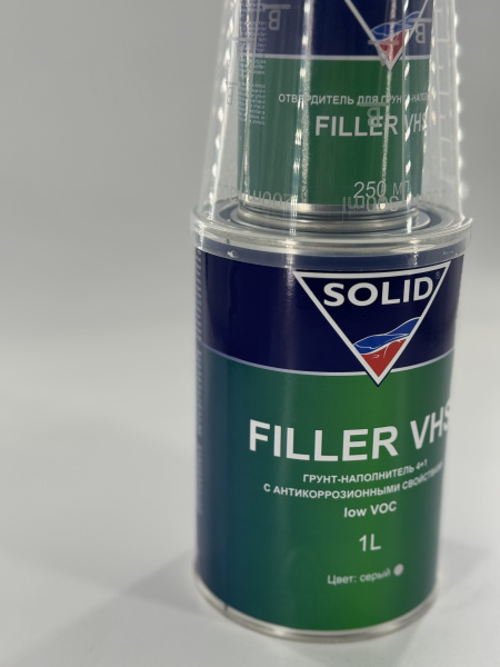 грунт акриловый solid filler vhs low voc 4:1 серый с отвердителем по 1,25л