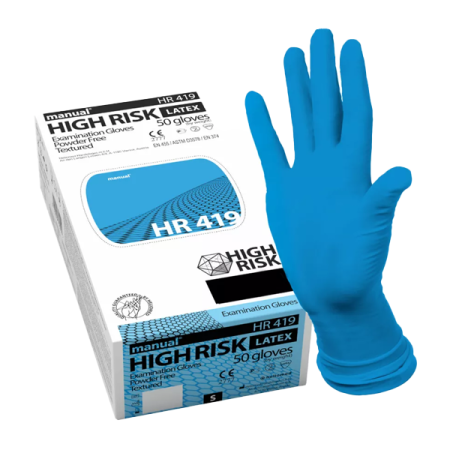 перчатки латексные с валиком high risk hr419 размер l 25 пар